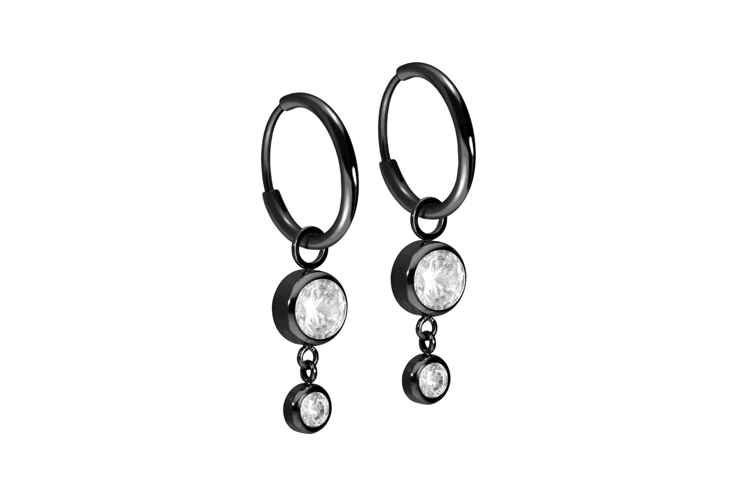 Titan Ohrclicker Creolen 2 RUNDE KRISTALLE von Piercingline